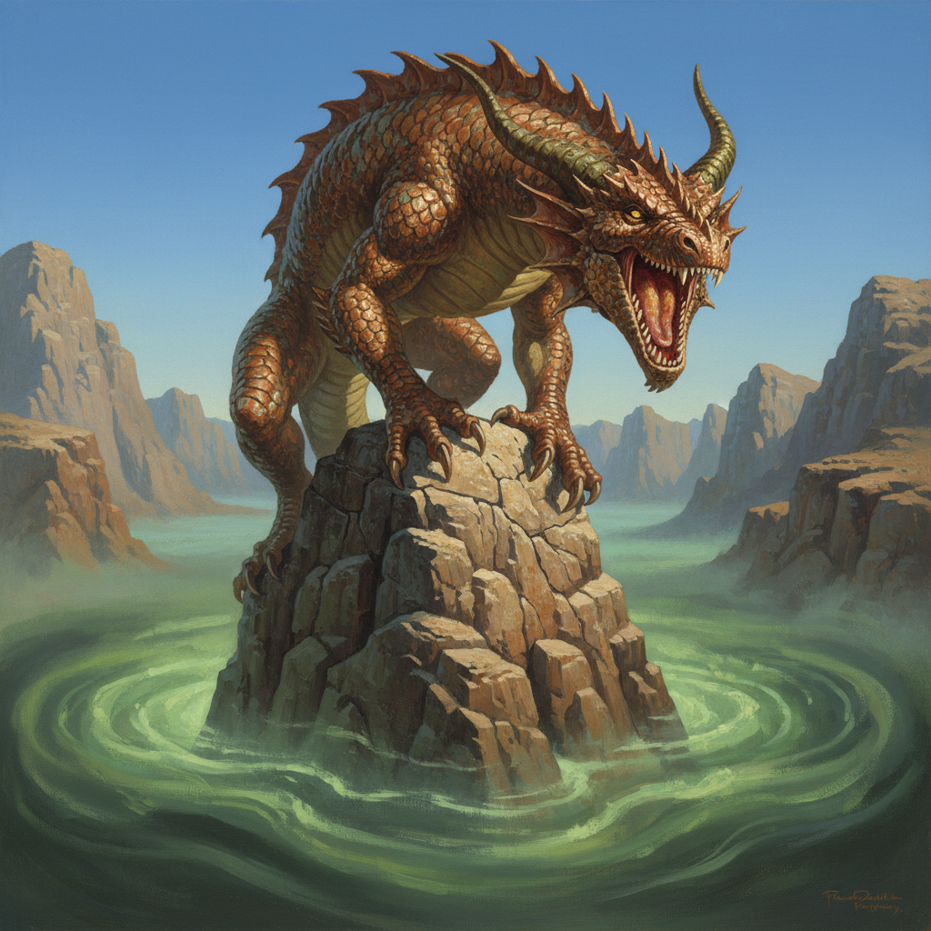Ancient Copper Dragon, original Pathfinder 2e monster artwork by ZapGM