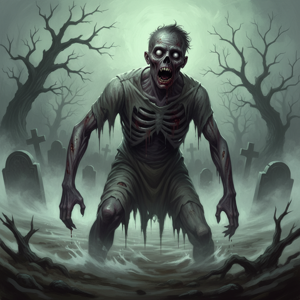 Zombie Shambler, original Pathfinder 2e monster artwork by ZapGM