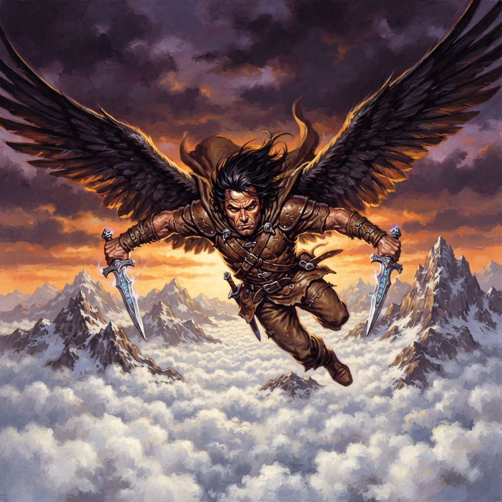 Strix Aerialist, original Pathfinder 2e monster artwork by ZapGM