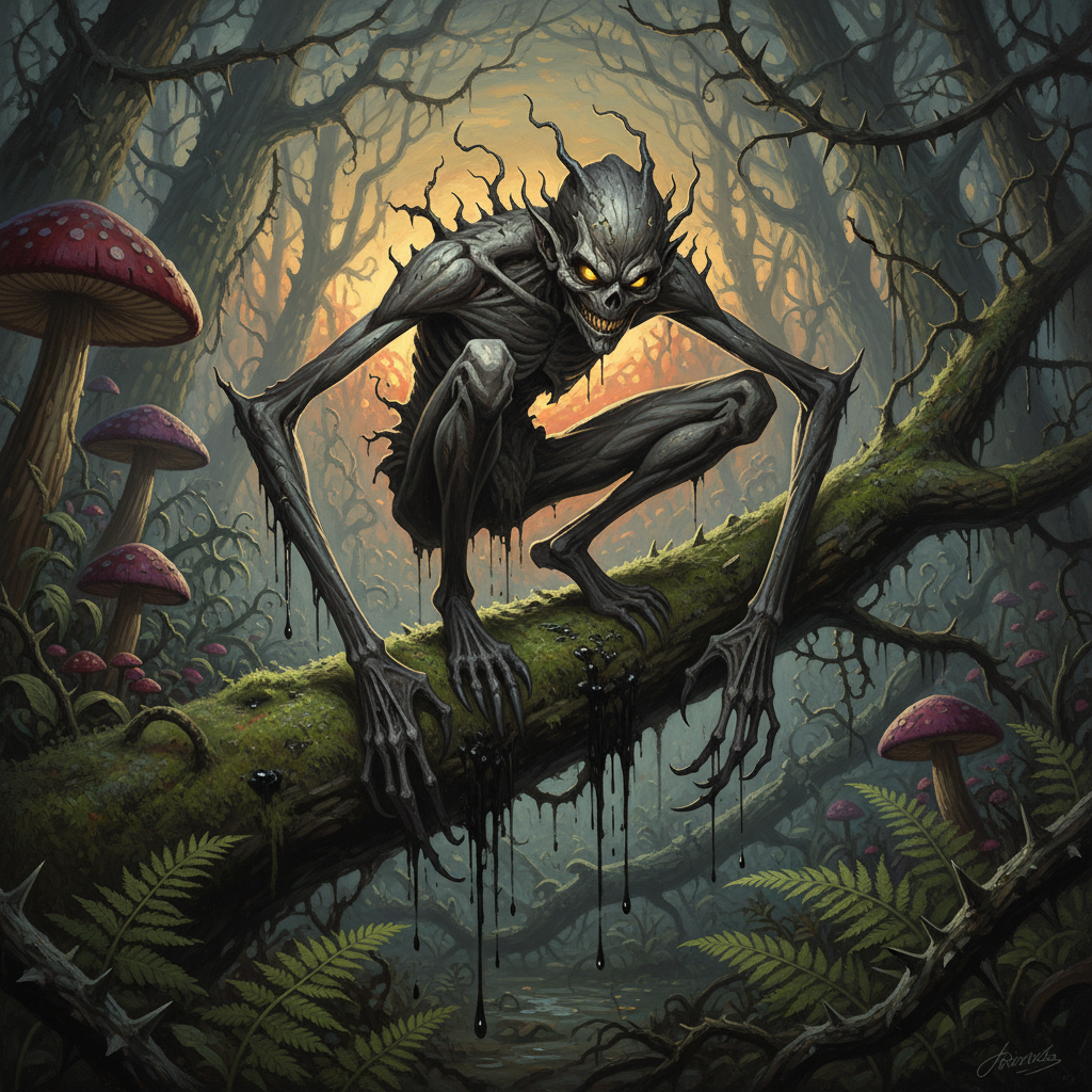 Grimstalker, original Pathfinder 2e monster artwork by ZapGM