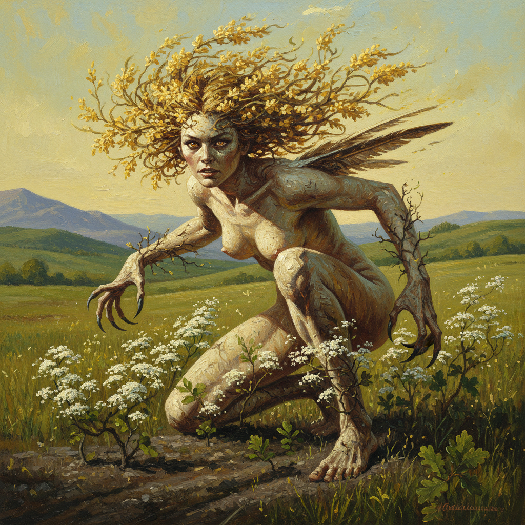 Blodeuwedd, original Pathfinder 2e monster artwork by ZapGM