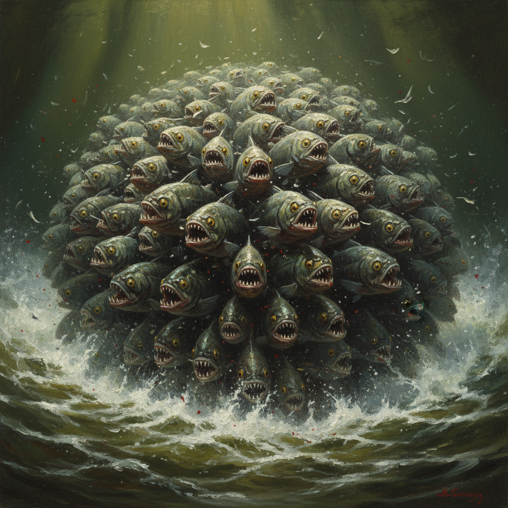 Swarm of Quippers, original D&D 5e monster artwork by ZapGM