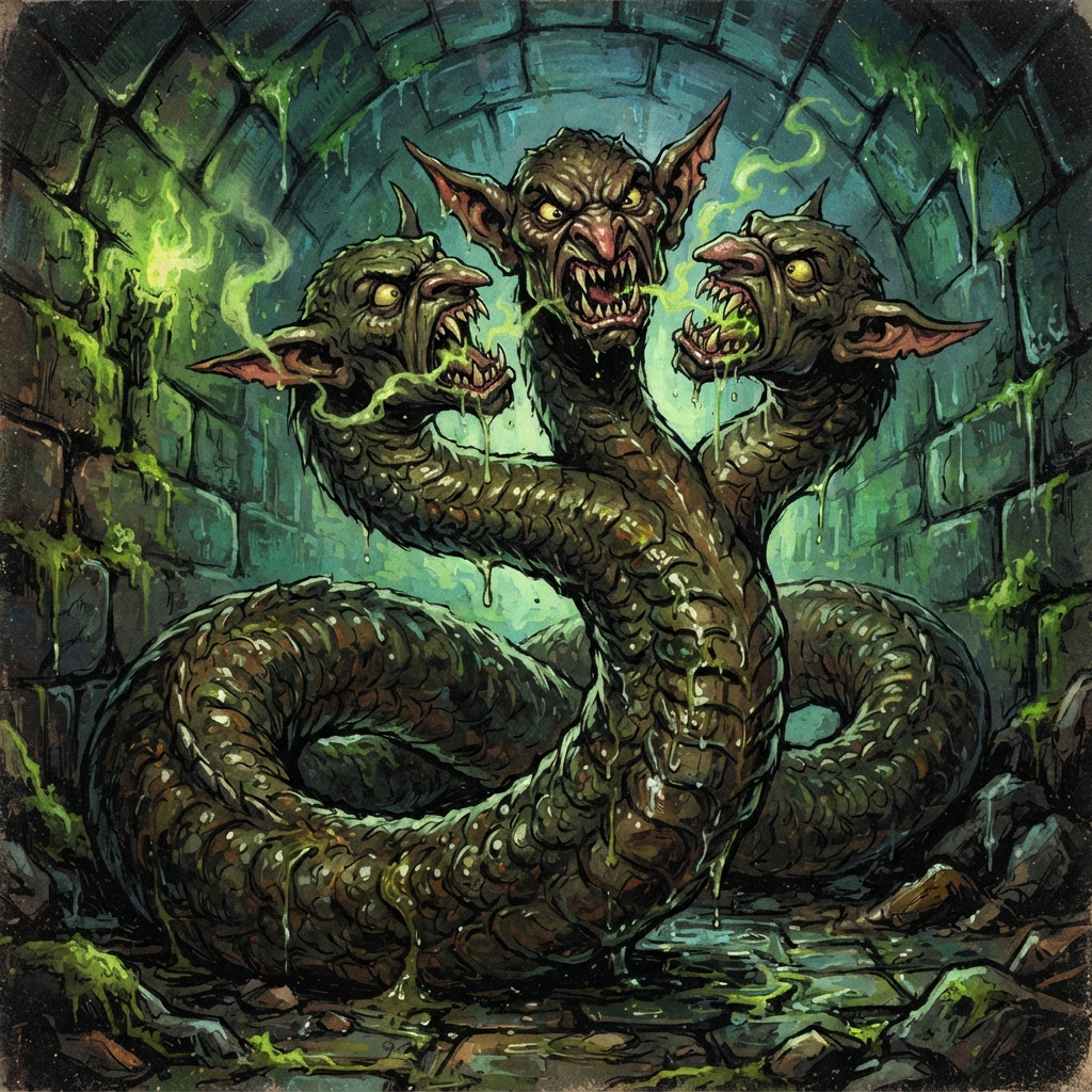Gobmob Snake, original Pathfinder 2e monster artwork by ZapGM