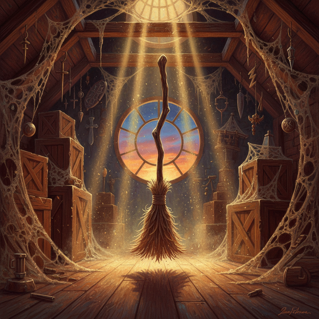 Animated Broom, original Pathfinder 2e monster artwork by ZapGM