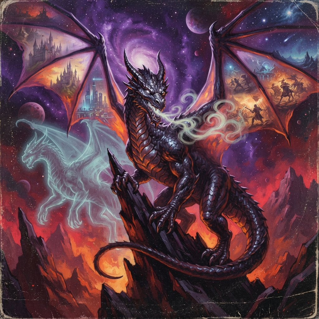 Omen Dragon (Adult), original Pathfinder 2e monster artwork by ZapGM