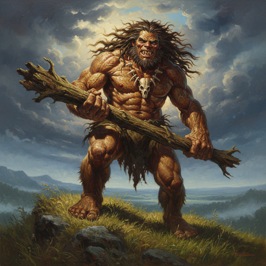 Hill Giant, original Pathfinder 2e monster artwork by ZapGM