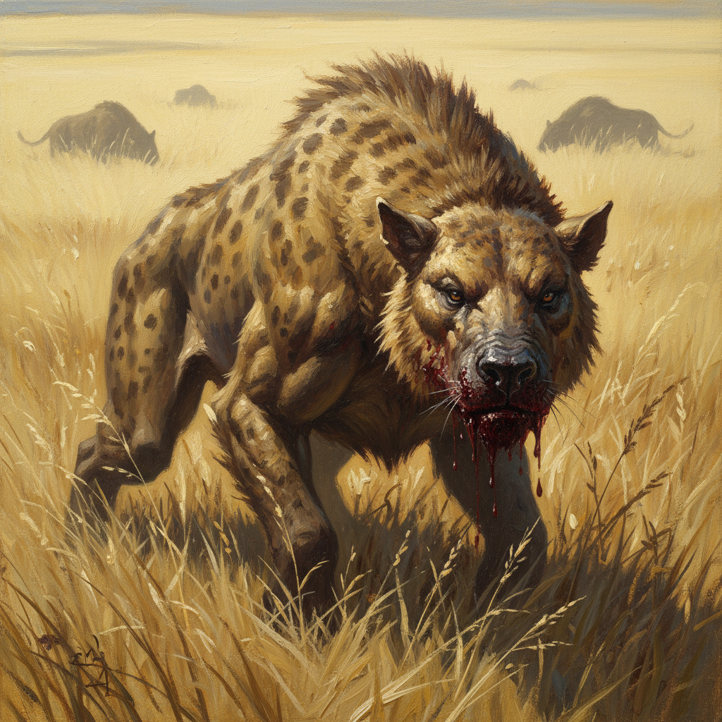 Hyaenodon, original Pathfinder 2e monster artwork by ZapGM