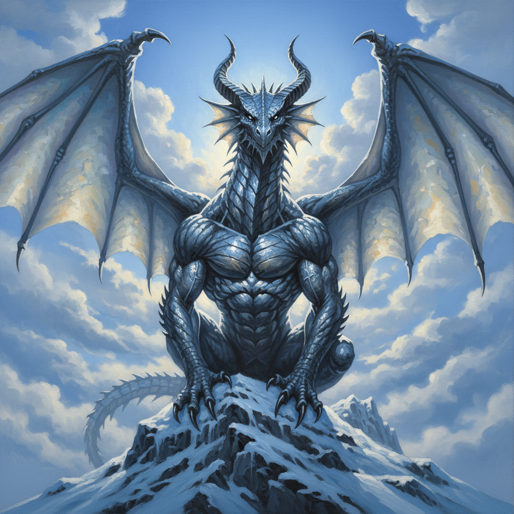 Adult Silver Dragon, original D&D 5e monster artwork by ZapGM