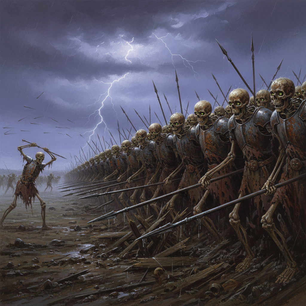 Skeleton Infantry, original Pathfinder 2e monster artwork by ZapGM