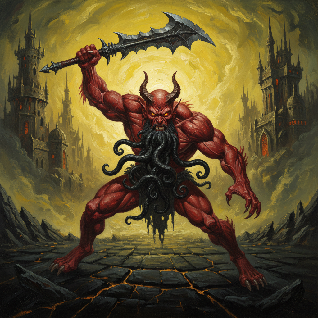 Barbazu, original Pathfinder 2e monster artwork by ZapGM