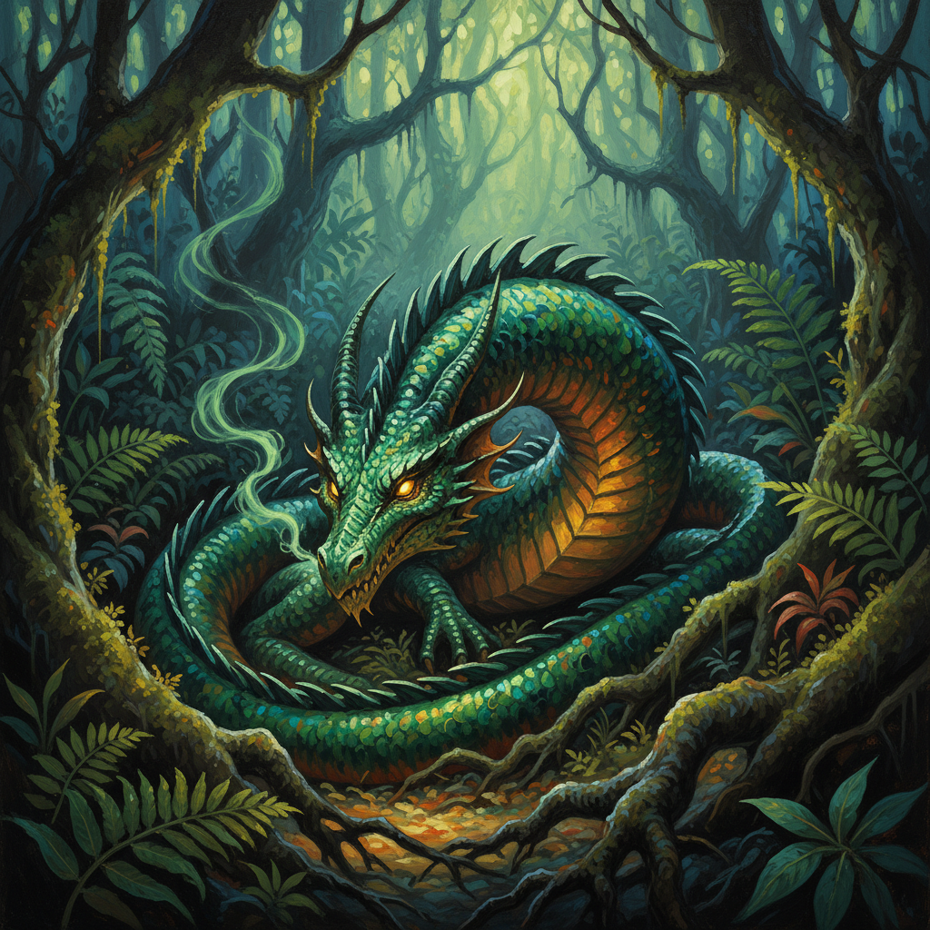 Green Dragon Wyrmling, original D&D 5e monster artwork by ZapGM
