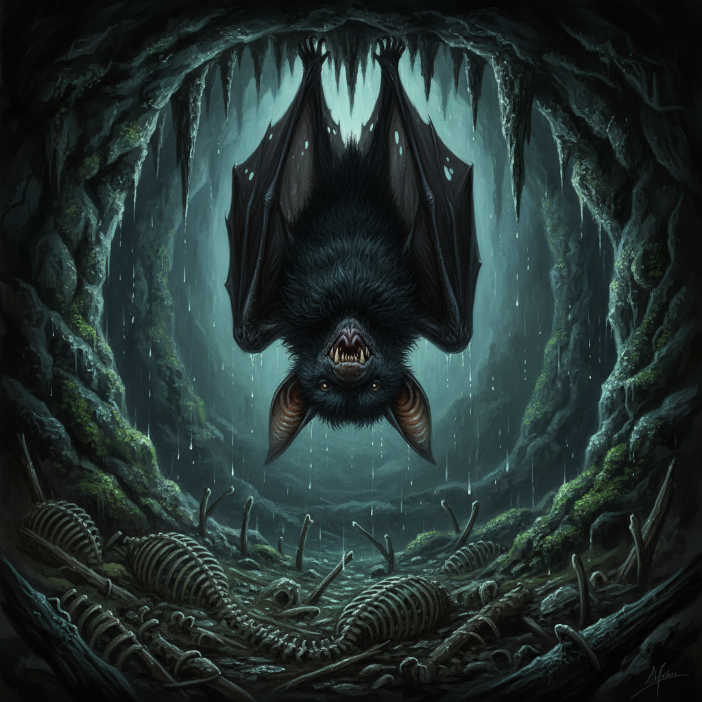 Giant Bat, original Pathfinder 2e monster artwork by ZapGM