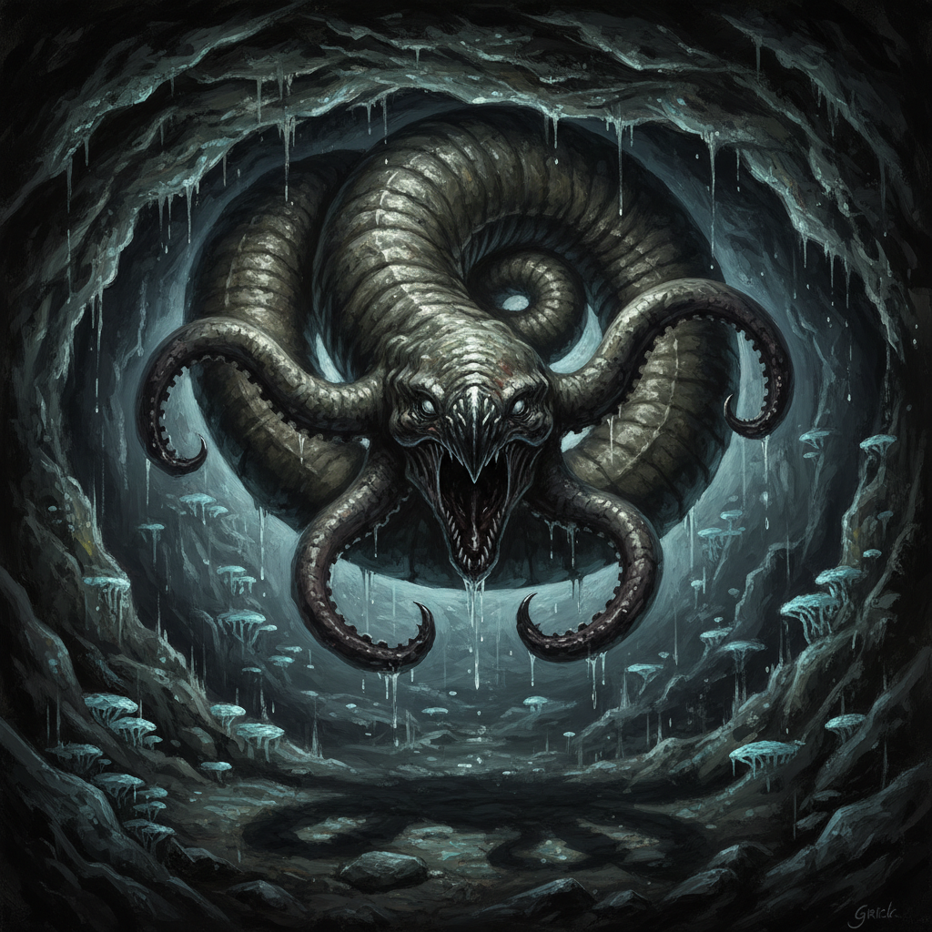 Grick, original D&D 5e monster artwork by ZapGM