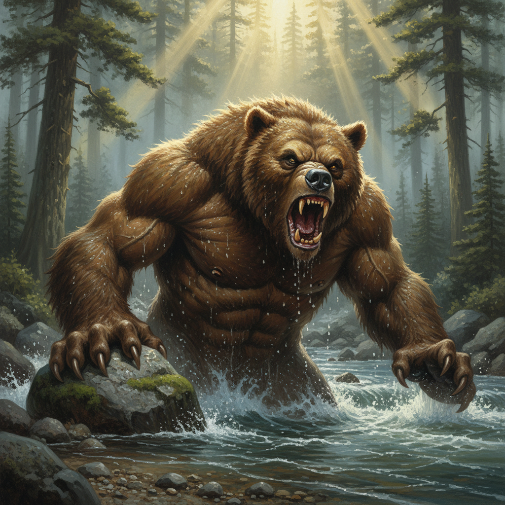 Werebear, original Pathfinder 2e monster artwork by ZapGM