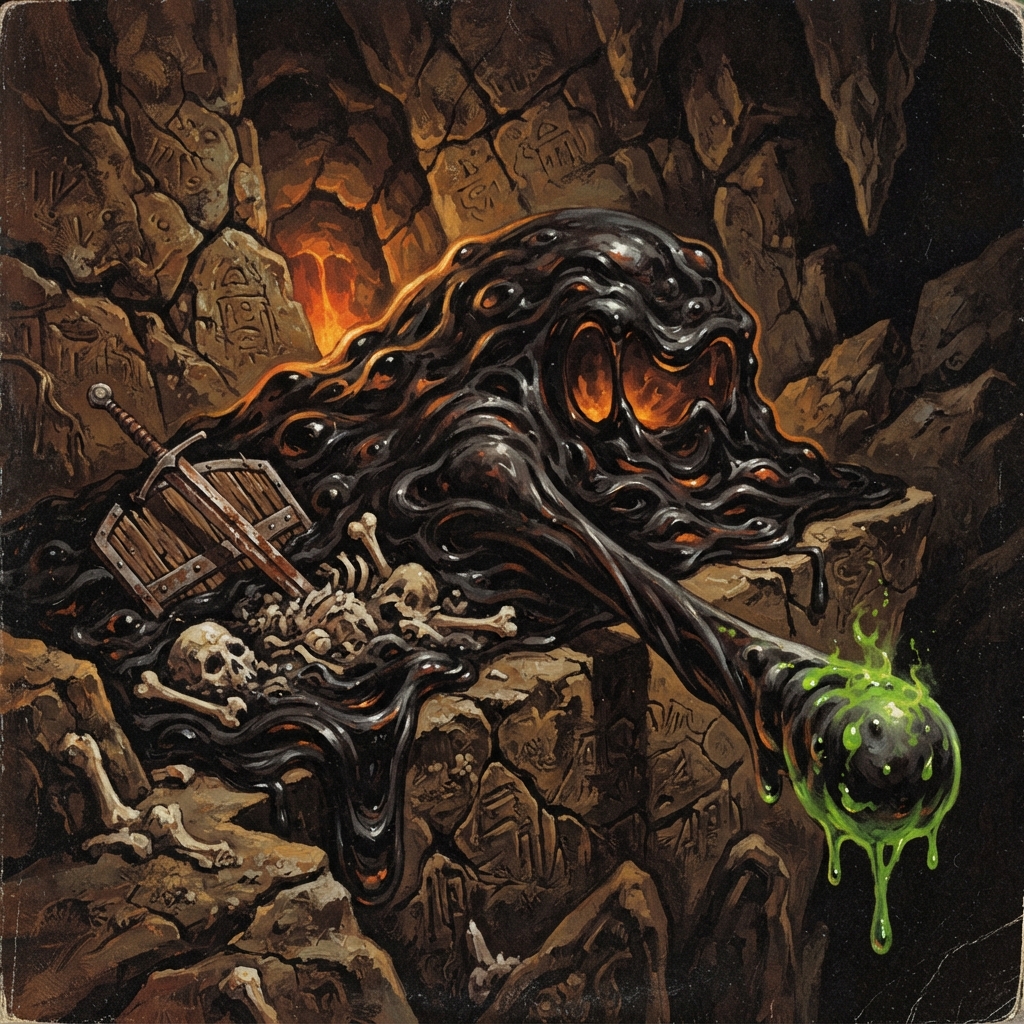 Living Tar, original Pathfinder 2e monster artwork by ZapGM