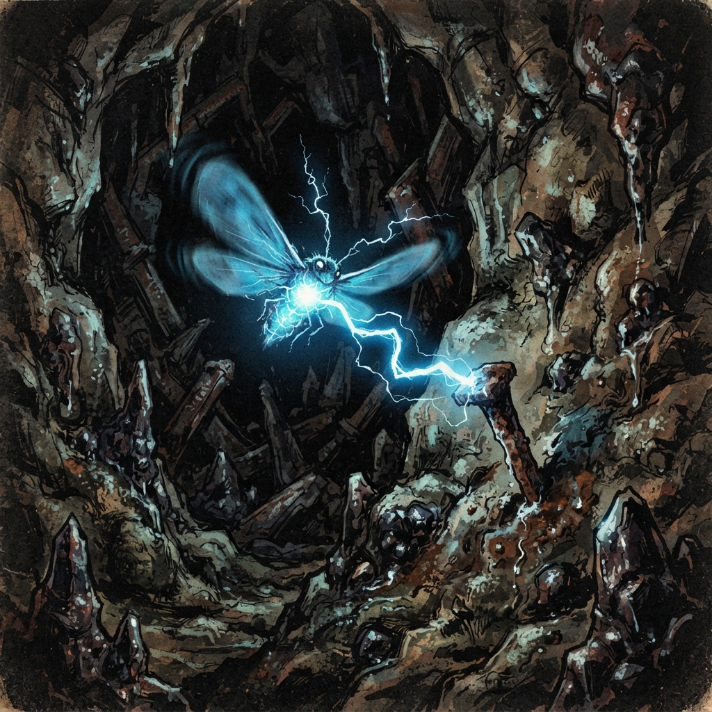 Spark Moth, original Pathfinder 2e monster artwork by ZapGM