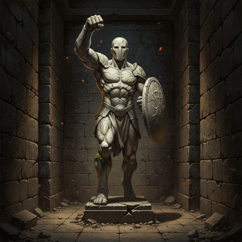Animated Statue, original Pathfinder 2e monster artwork by ZapGM