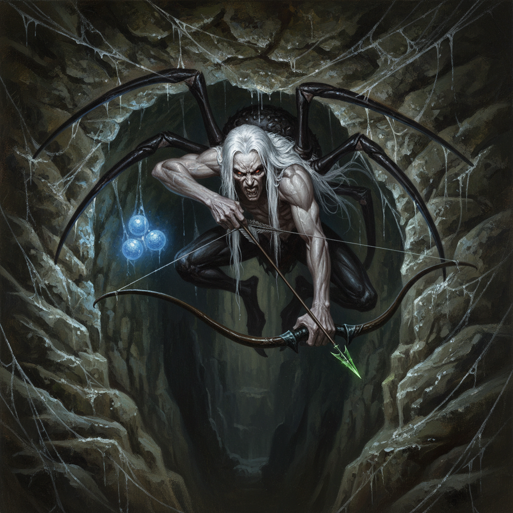 Drider, original D&D 5e monster artwork by ZapGM