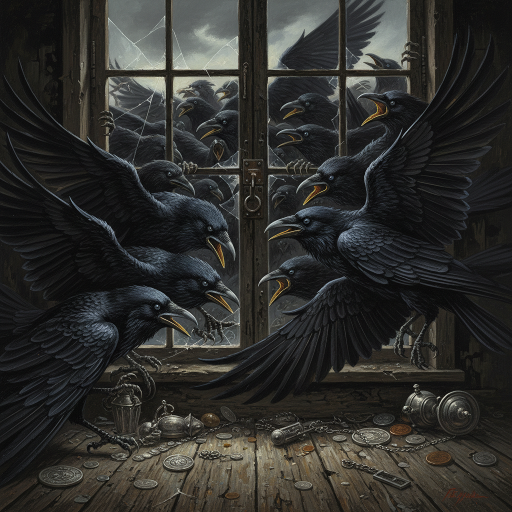 Raven Swarm, original Pathfinder 2e monster artwork by ZapGM