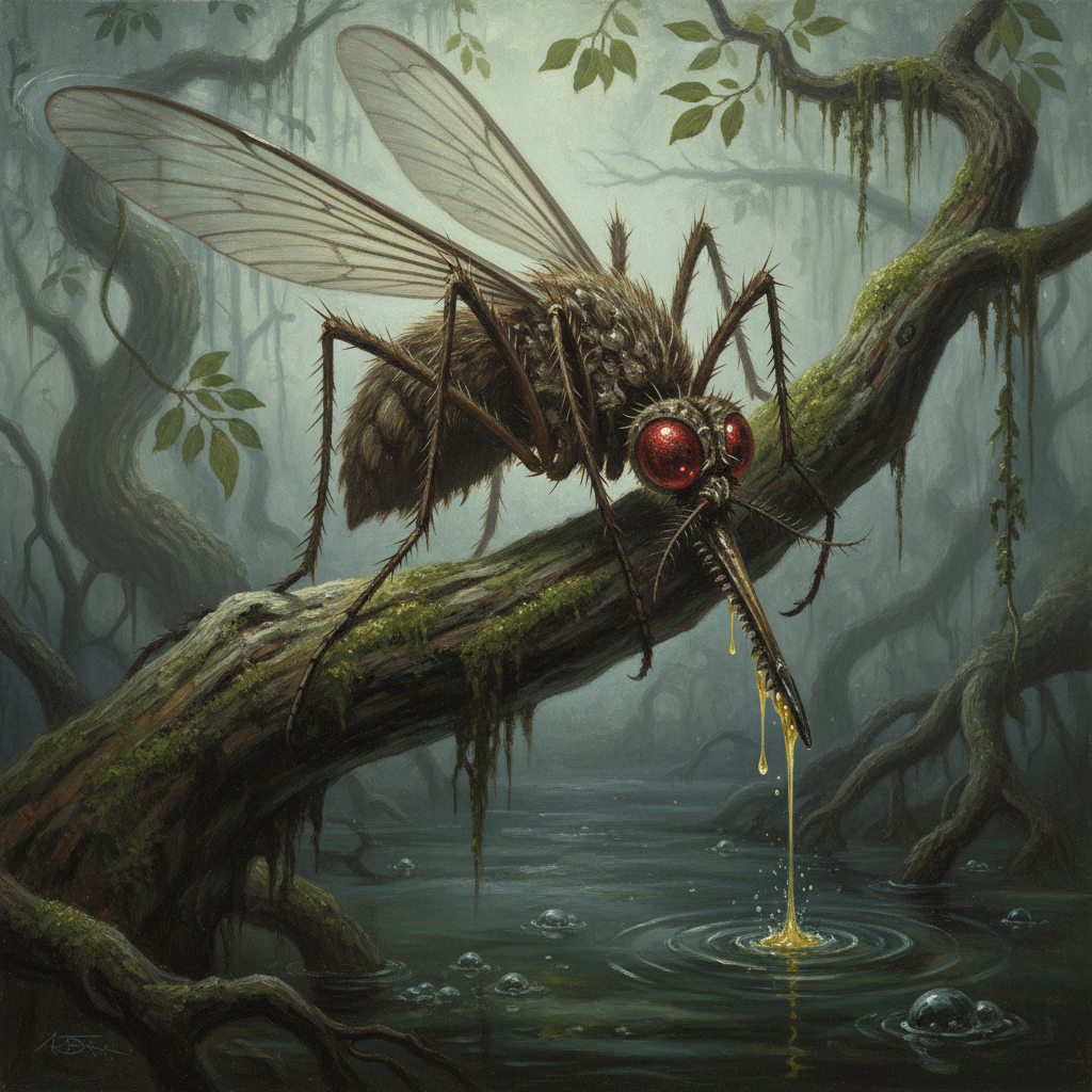 Giant Mosquito, original Pathfinder 2e monster artwork by ZapGM