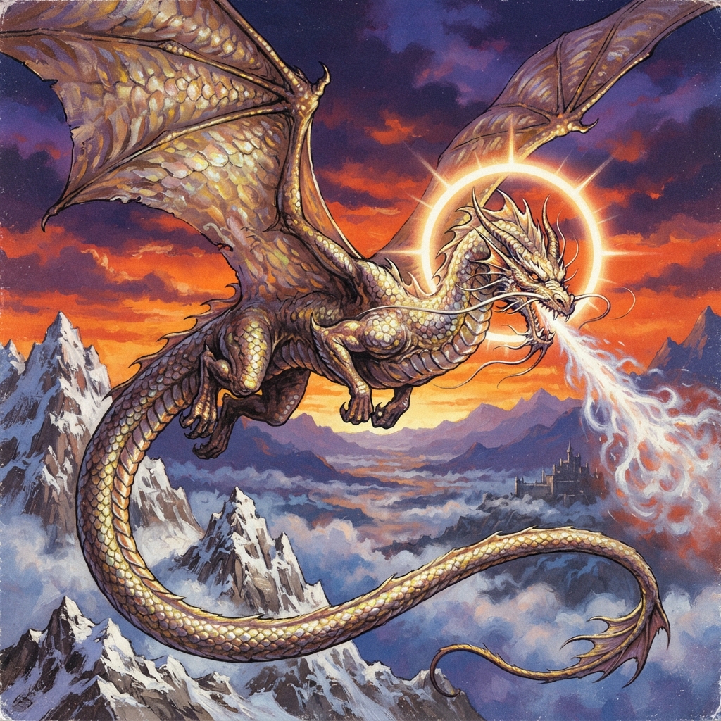 Empyreal Dragon (Adult, Spellcaster), original Pathfinder 2e monster artwork by ZapGM