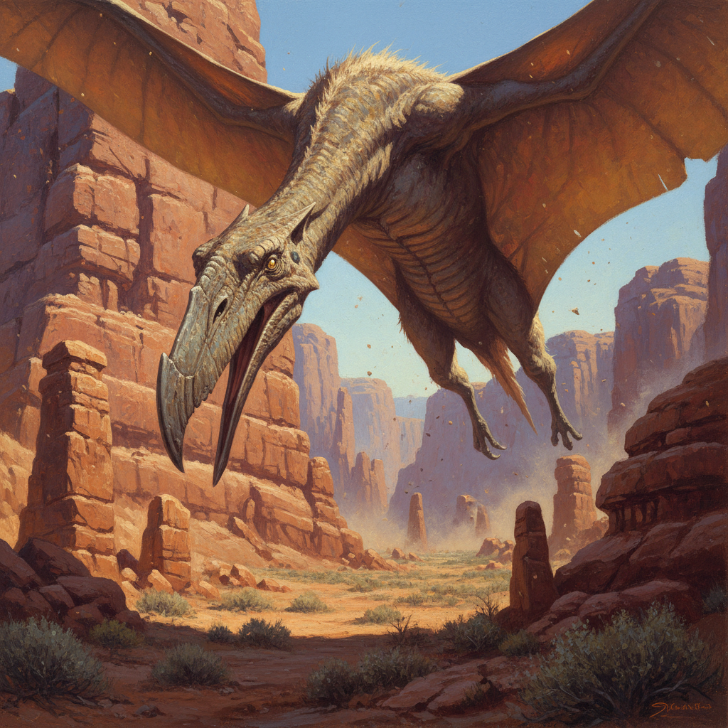Quetzalcoatlus, original Pathfinder 2e monster artwork by ZapGM