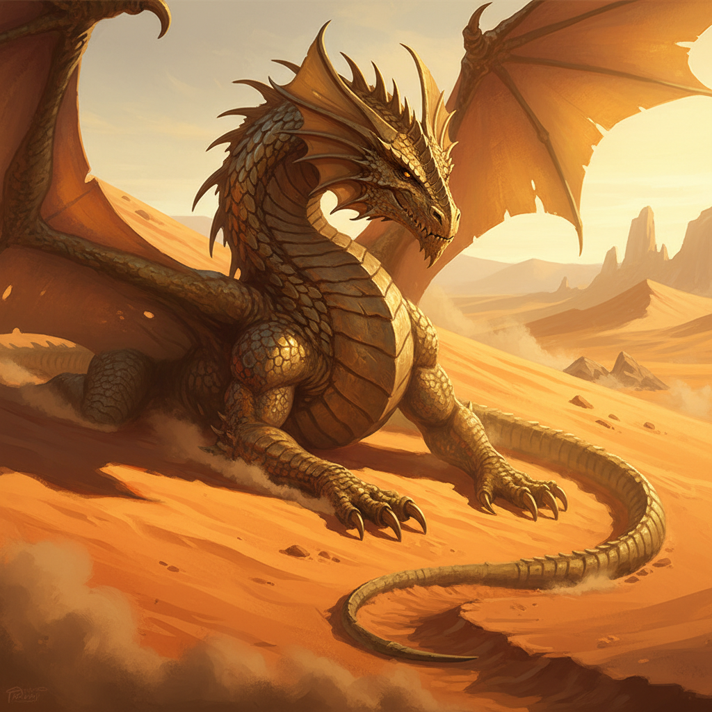 Ancient Brass Dragon, original Pathfinder 2e monster artwork by ZapGM