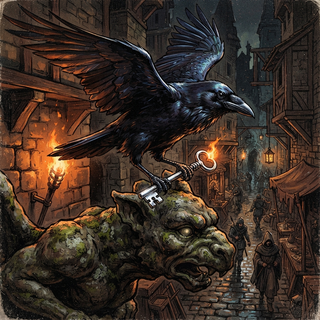 Trained Raven, original Pathfinder 2e monster artwork by ZapGM