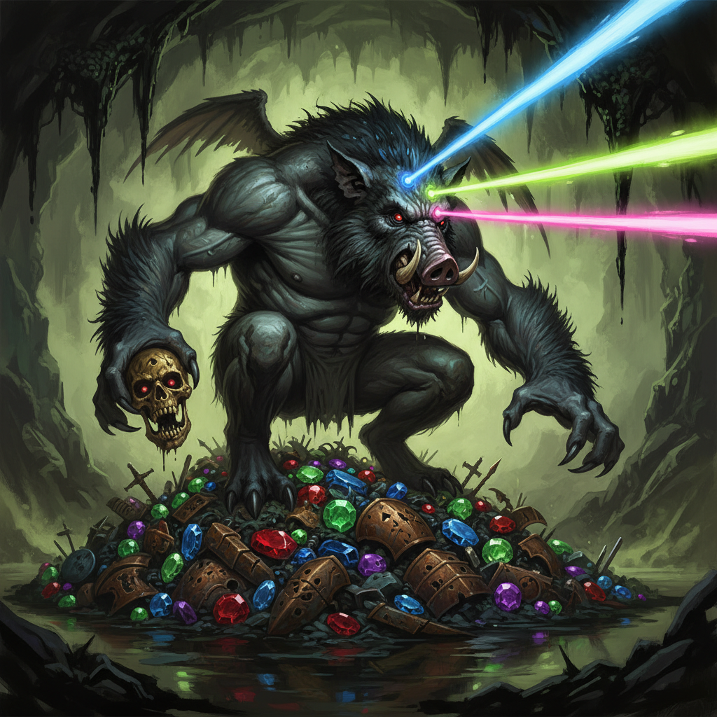 Nalfeshnee, original Pathfinder 2e monster artwork by ZapGM