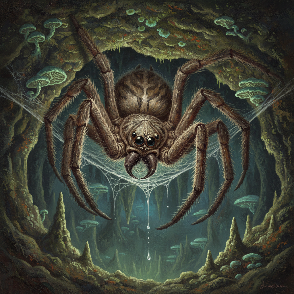 Giant Wolf Spider, original D&D 5e monster artwork by ZapGM