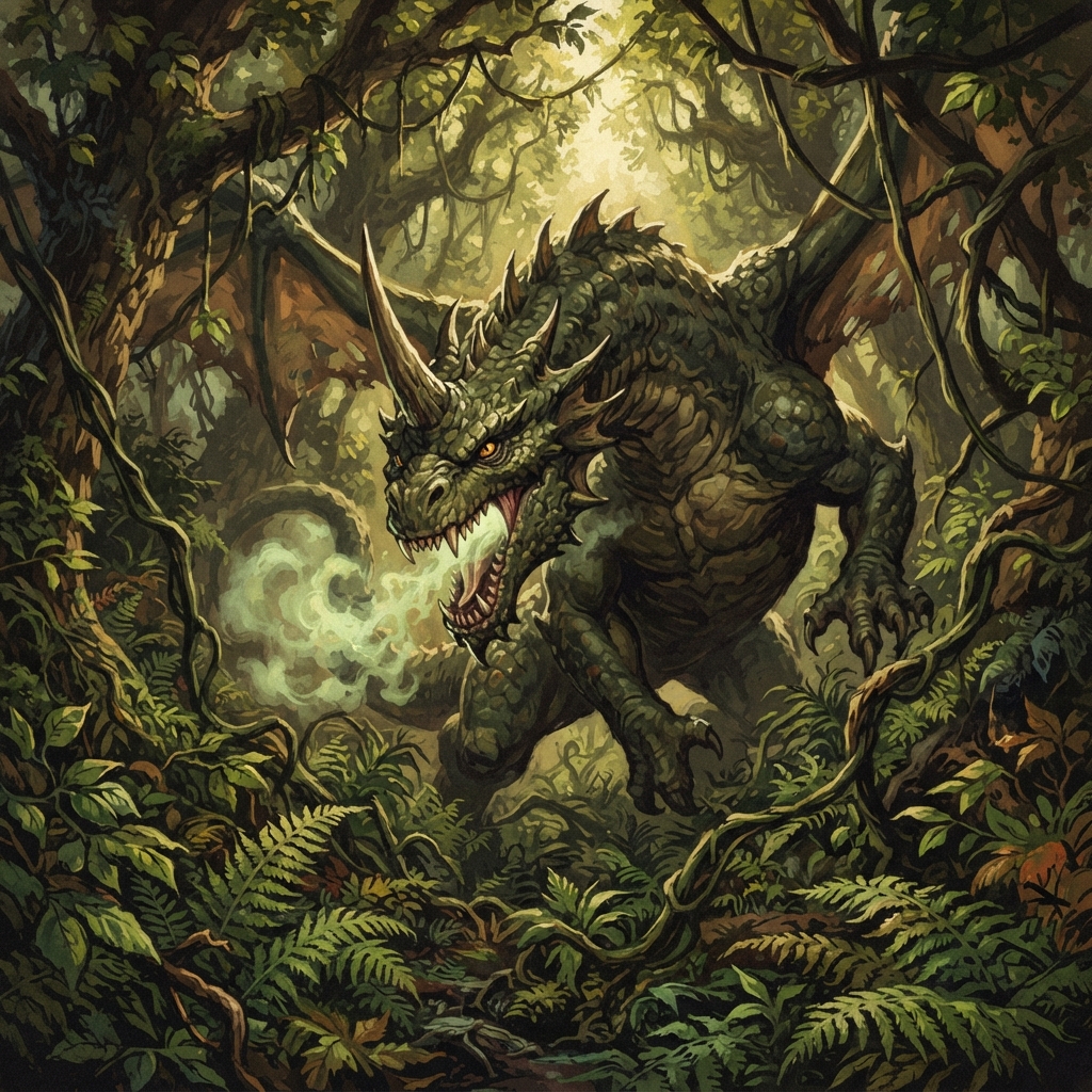 Horned Dragon (Adult), original Pathfinder 2e monster artwork by ZapGM