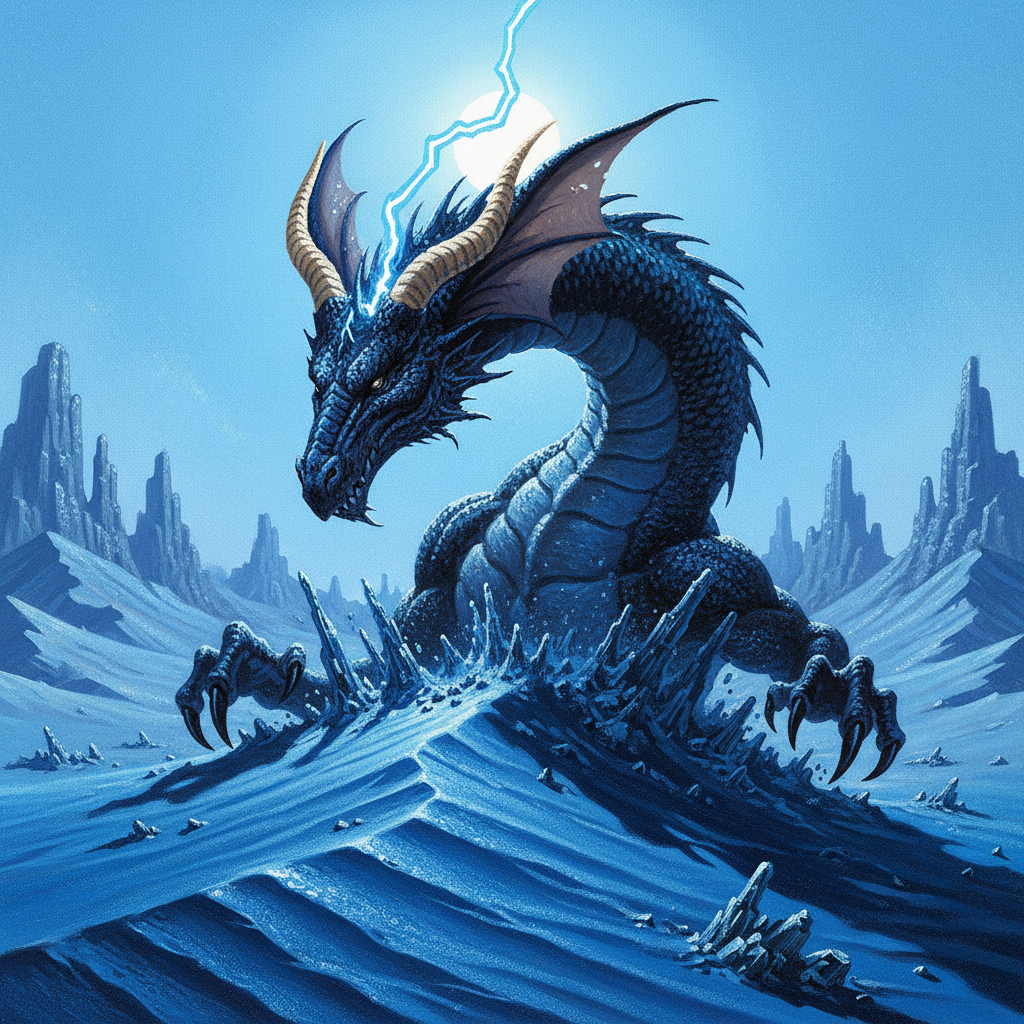 Young Blue Dragon, original D&D 5e monster artwork by ZapGM