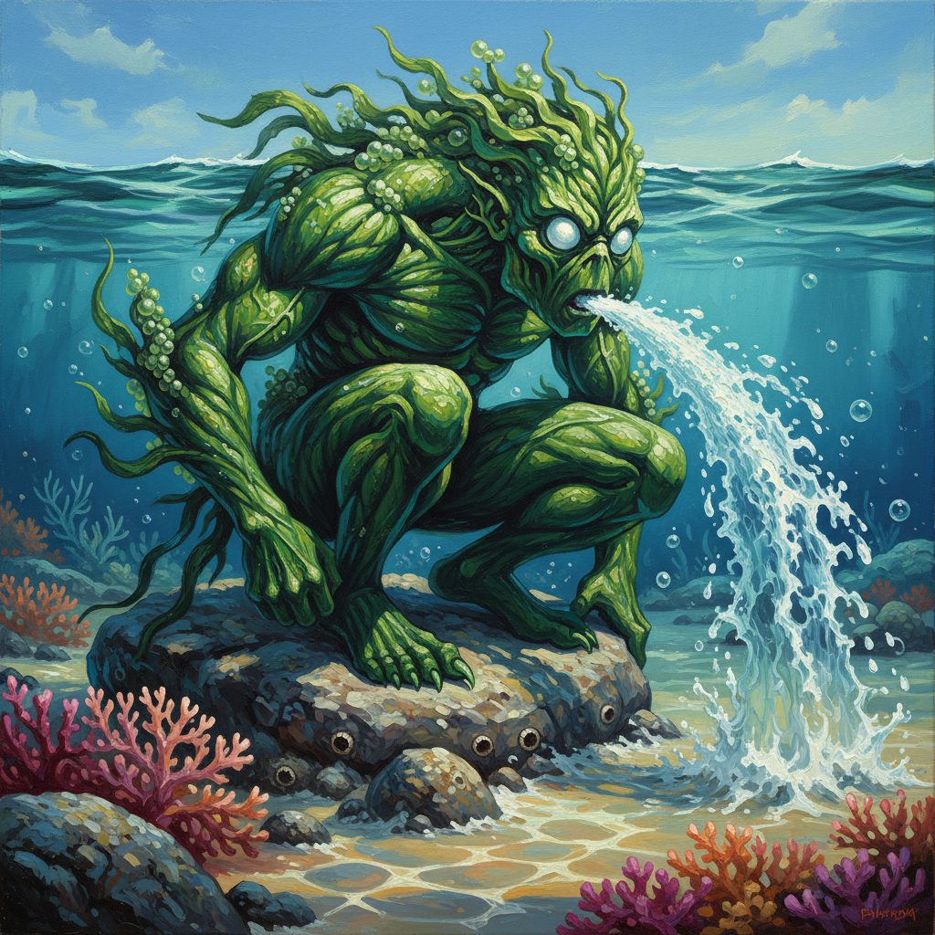 Seaweed Leshy, original Pathfinder 2e monster artwork by ZapGM