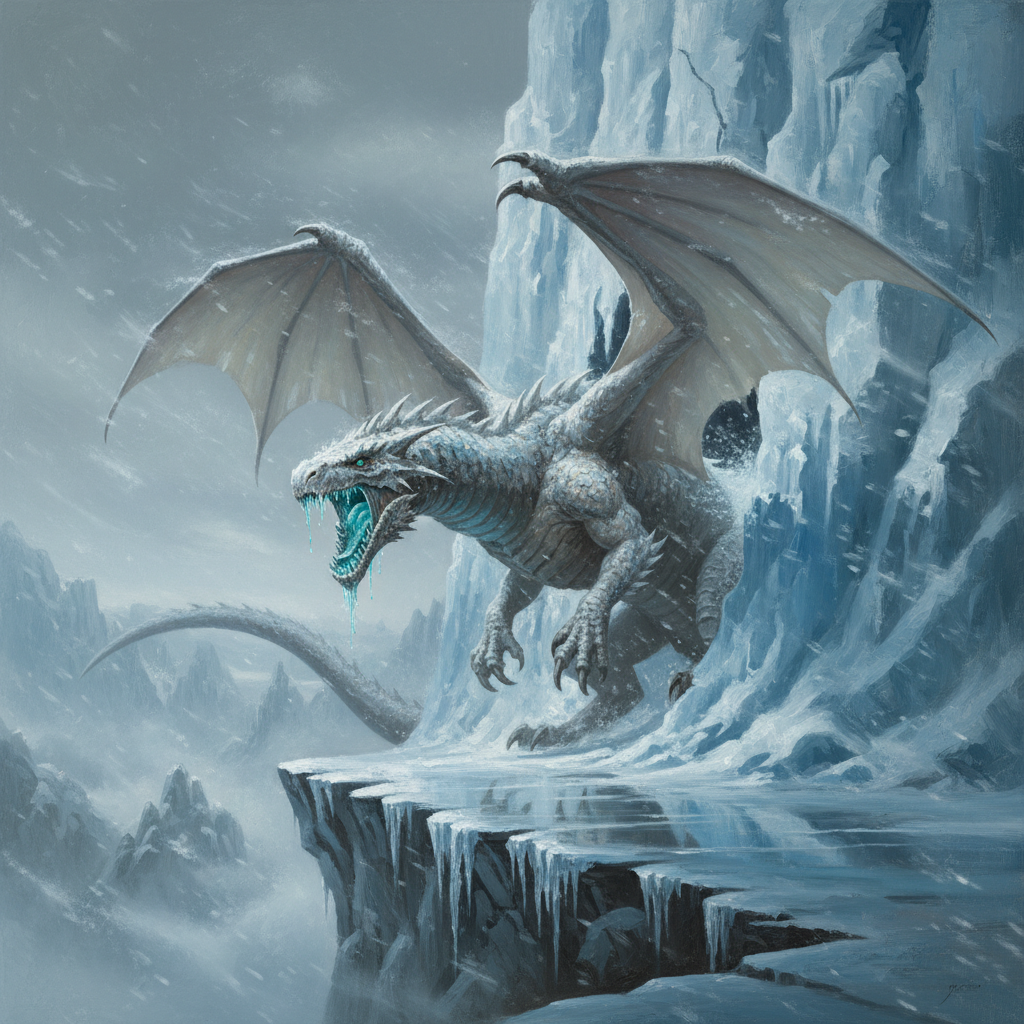 Frost Drake, original Pathfinder 2e monster artwork by ZapGM