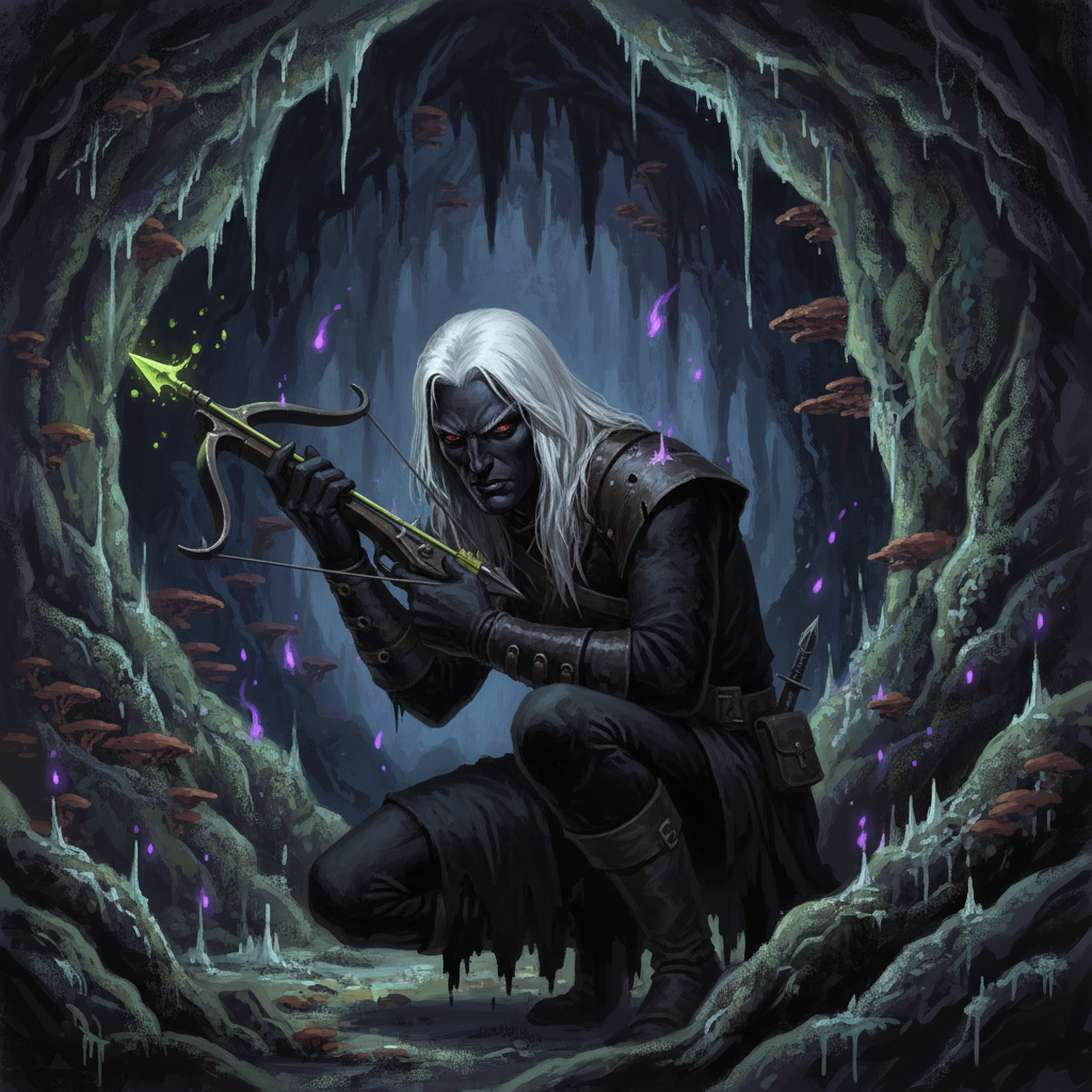 Drow, original D&D 5e monster artwork by ZapGM