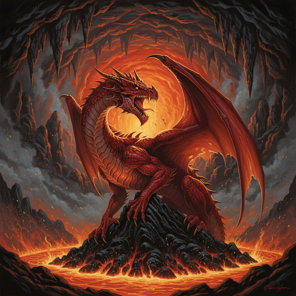 Young Red Dragon, original D&D 5e monster artwork by ZapGM
