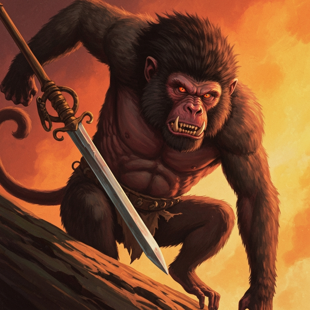 Baboon, original D&D 5e monster artwork by ZapGM