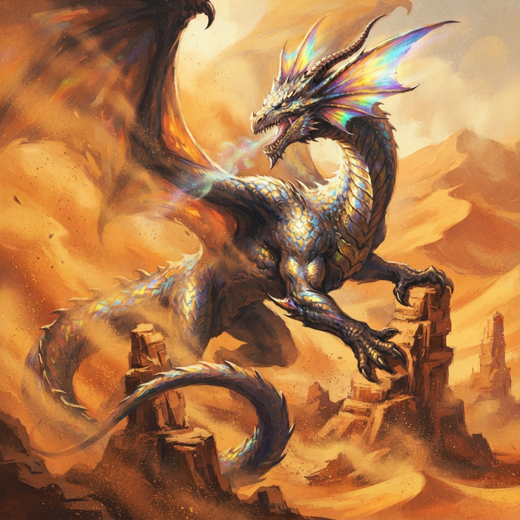 Mirage Dragon (Adult, Spellcaster), original Pathfinder 2e monster artwork by ZapGM