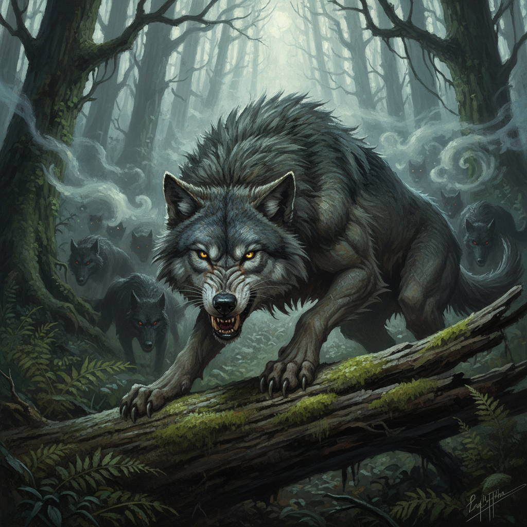Wolf, original D&D 5e monster artwork by ZapGM