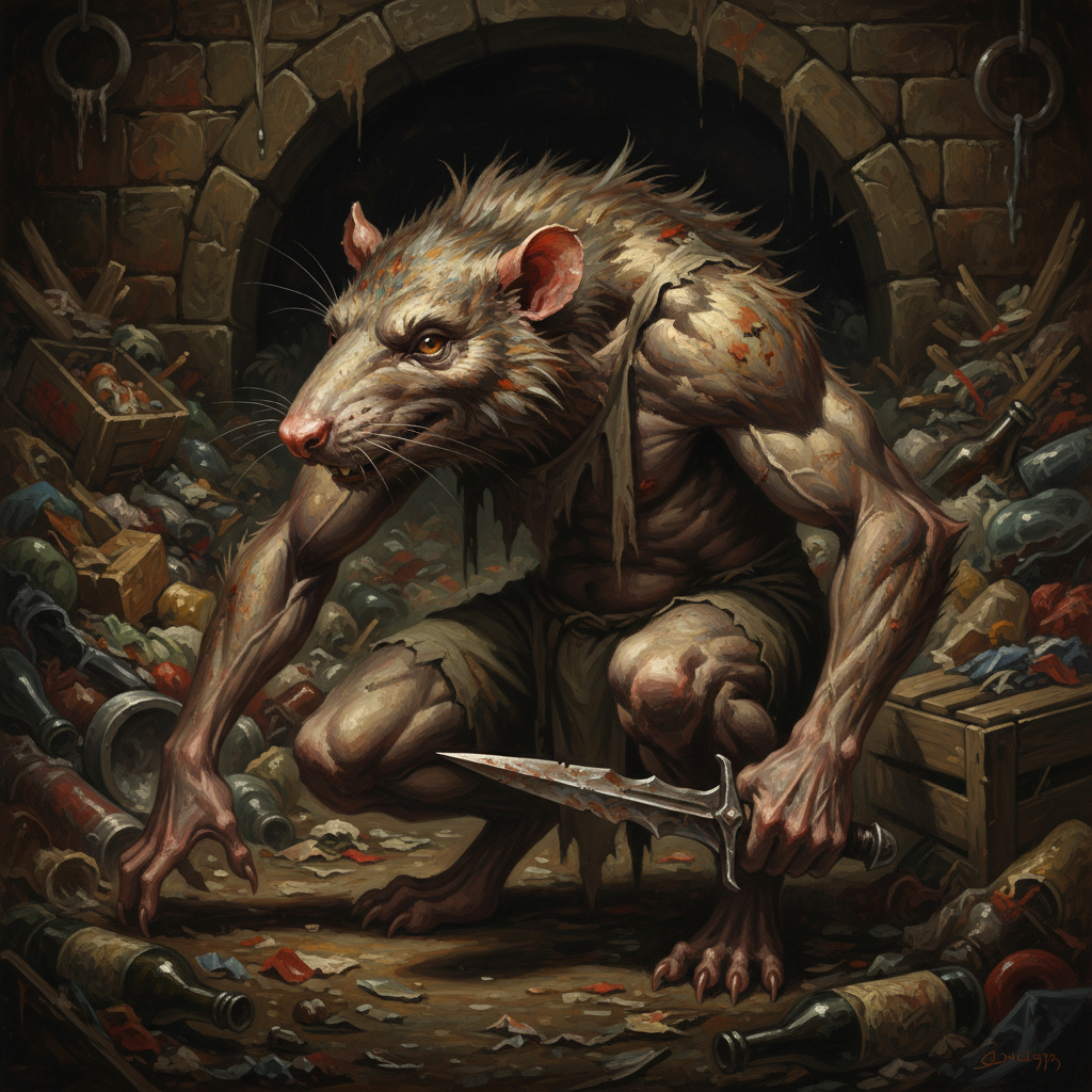 Wererat, original Pathfinder 2e monster artwork by ZapGM