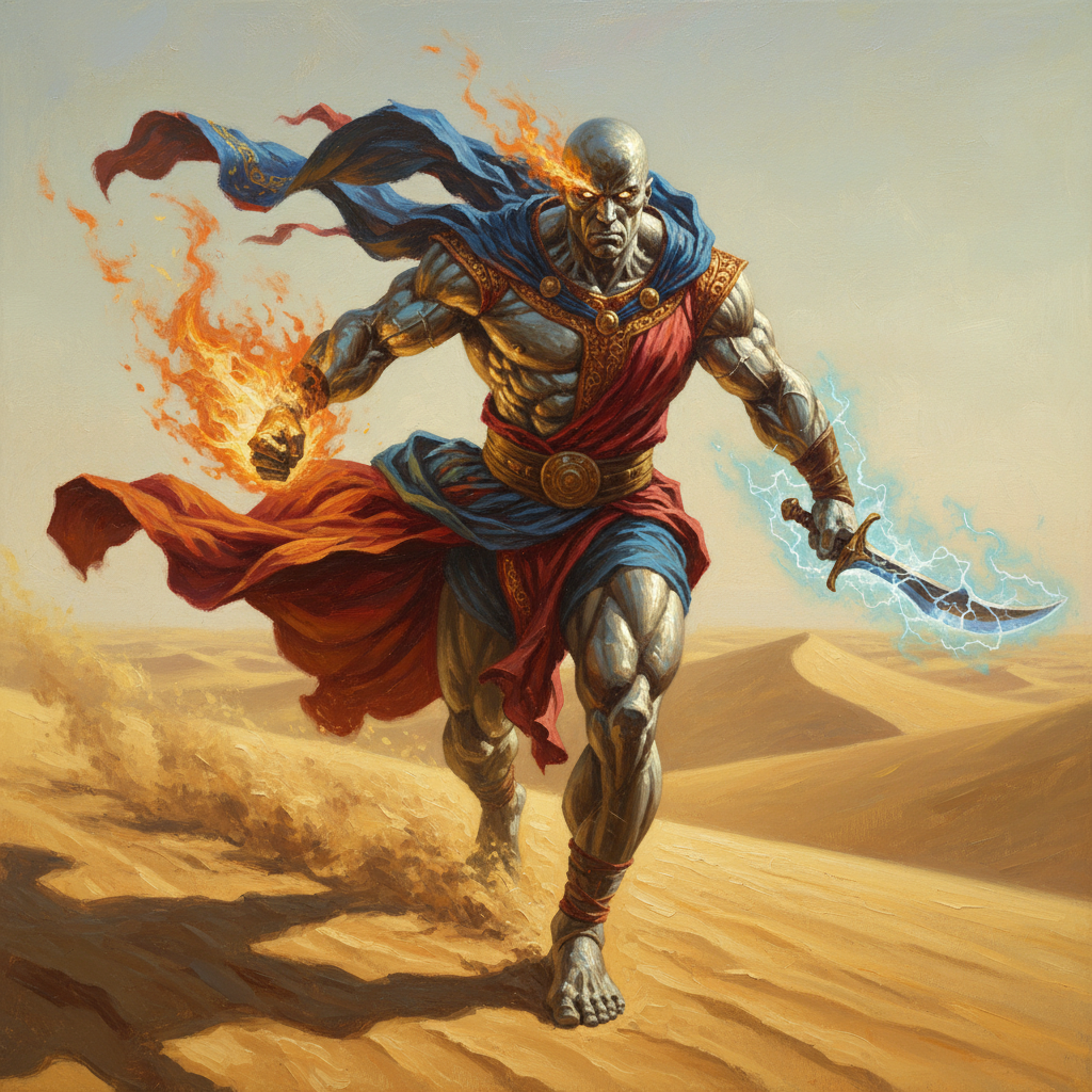 Suli Dune Dancer, original Pathfinder 2e monster artwork by ZapGM