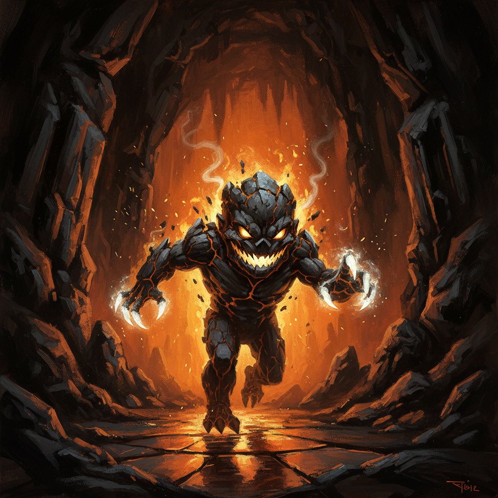 Magmin, original D&D 5e monster artwork by ZapGM
