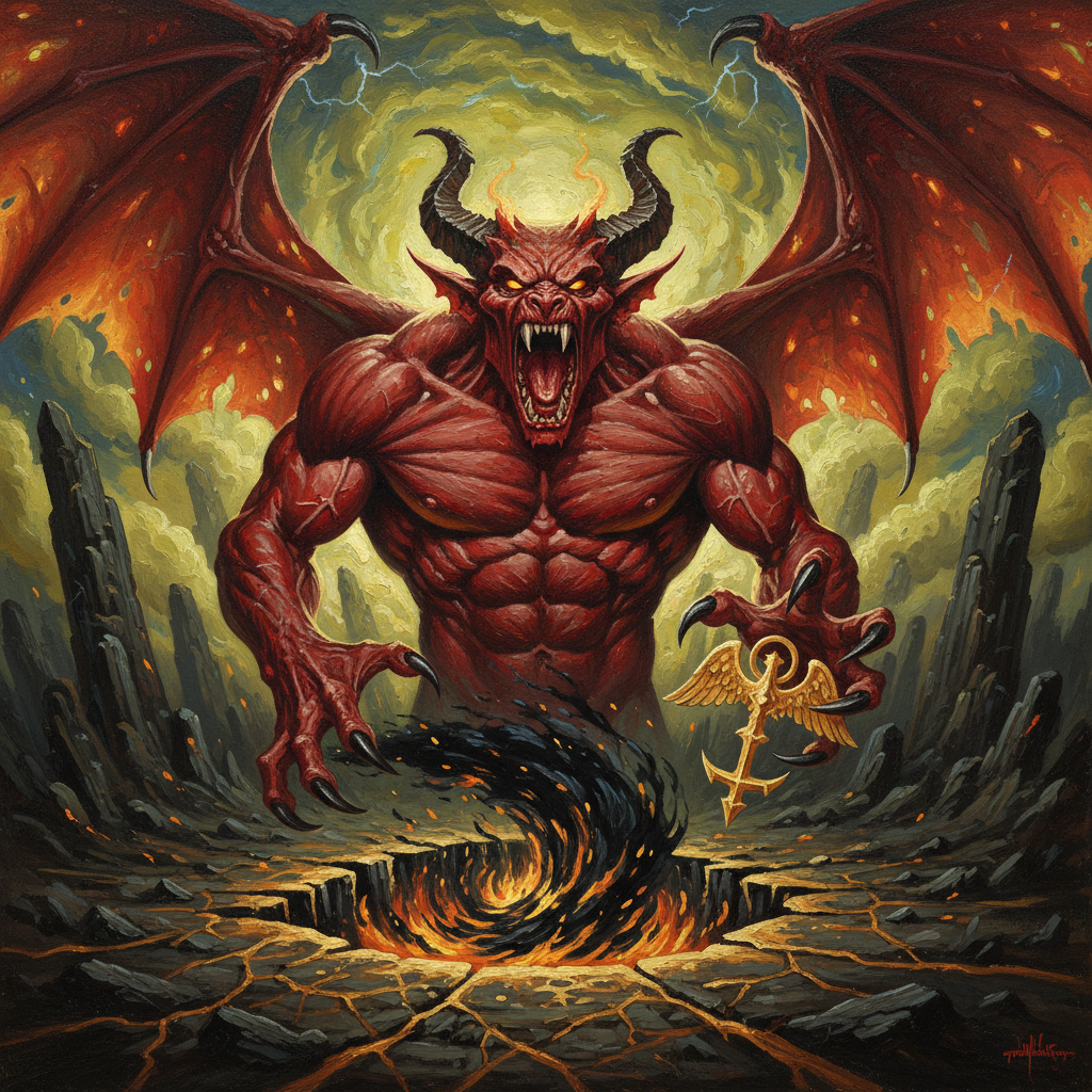 Pit Fiend, original Pathfinder 2e monster artwork by ZapGM