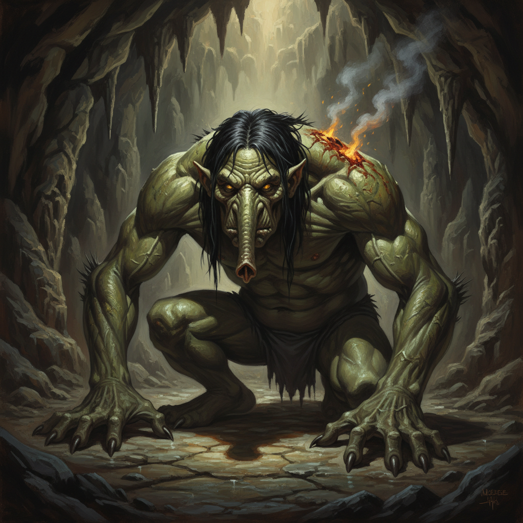 Troll, original Pathfinder 2e monster artwork by ZapGM