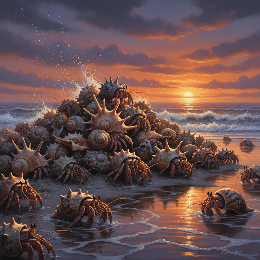 Hermit Crab Swarm, original Pathfinder 2e monster artwork by ZapGM