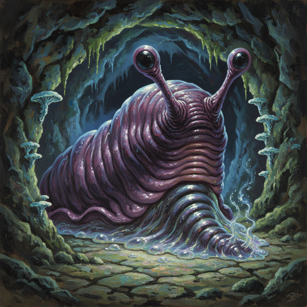 Giant Slug, original Pathfinder 2e monster artwork by ZapGM