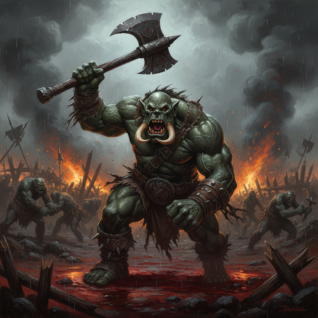 Orc, original D&D 5e monster artwork by ZapGM