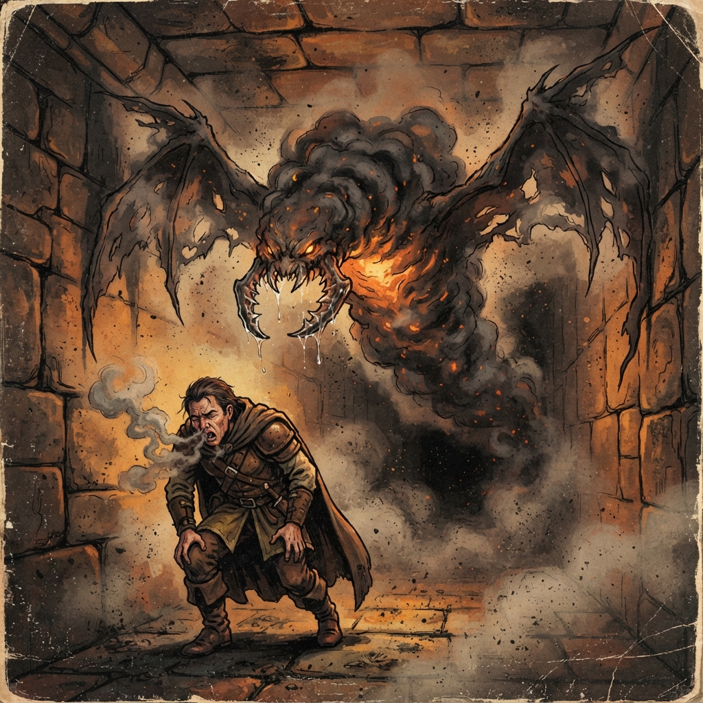 Smoke Creeper, original Pathfinder 2e monster artwork by ZapGM