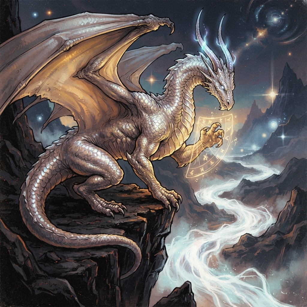 Requiem Dragon (Adult, Spellcaster), original Pathfinder 2e monster artwork by ZapGM