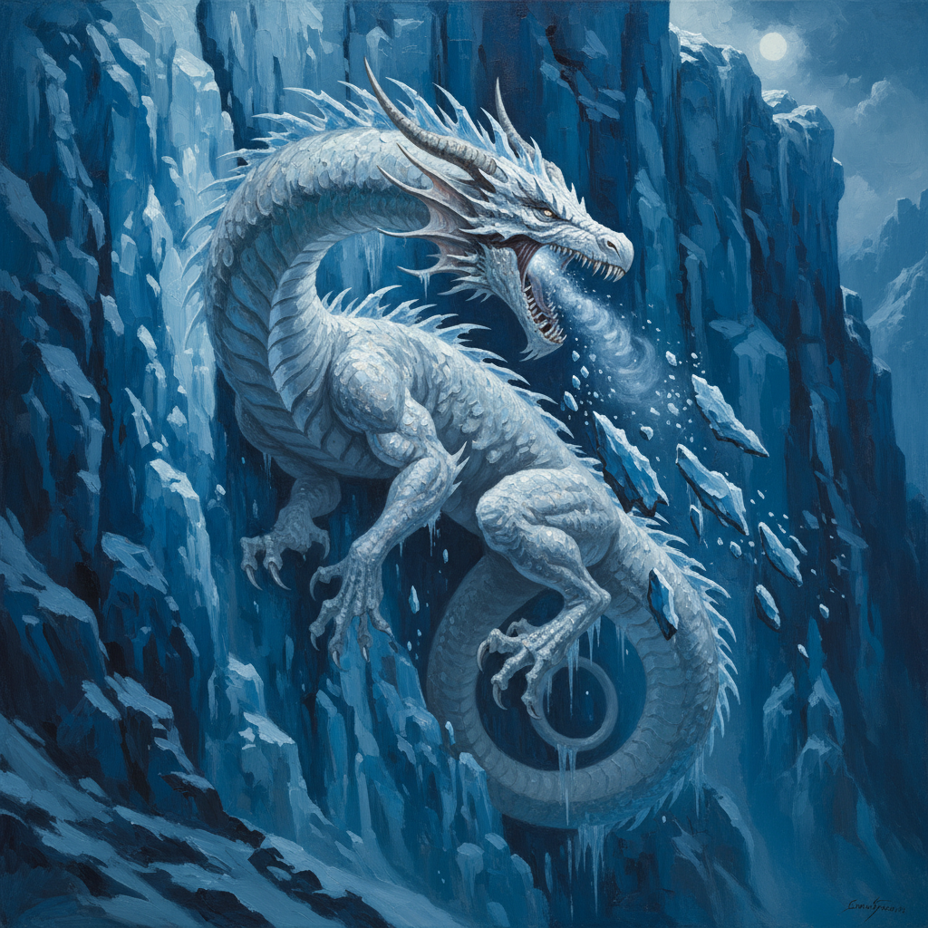 Young White Dragon, original Pathfinder 2e monster artwork by ZapGM